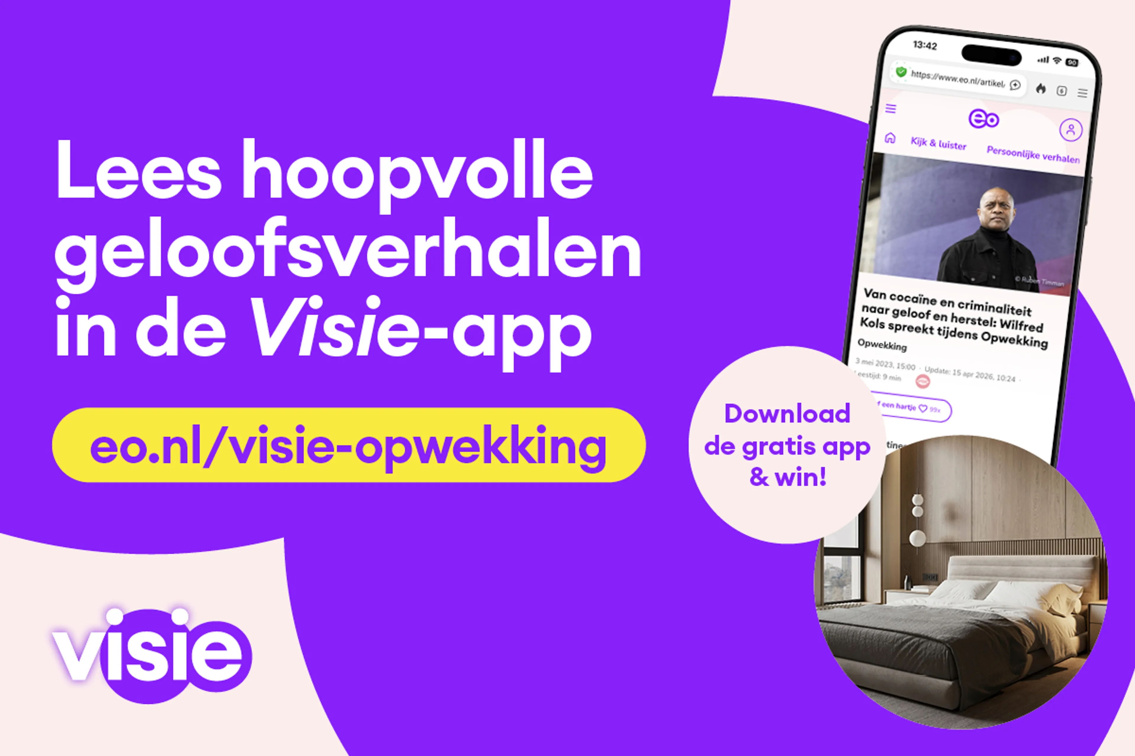 Download de Visie-app en win een luxe overnachting voor twee personen!