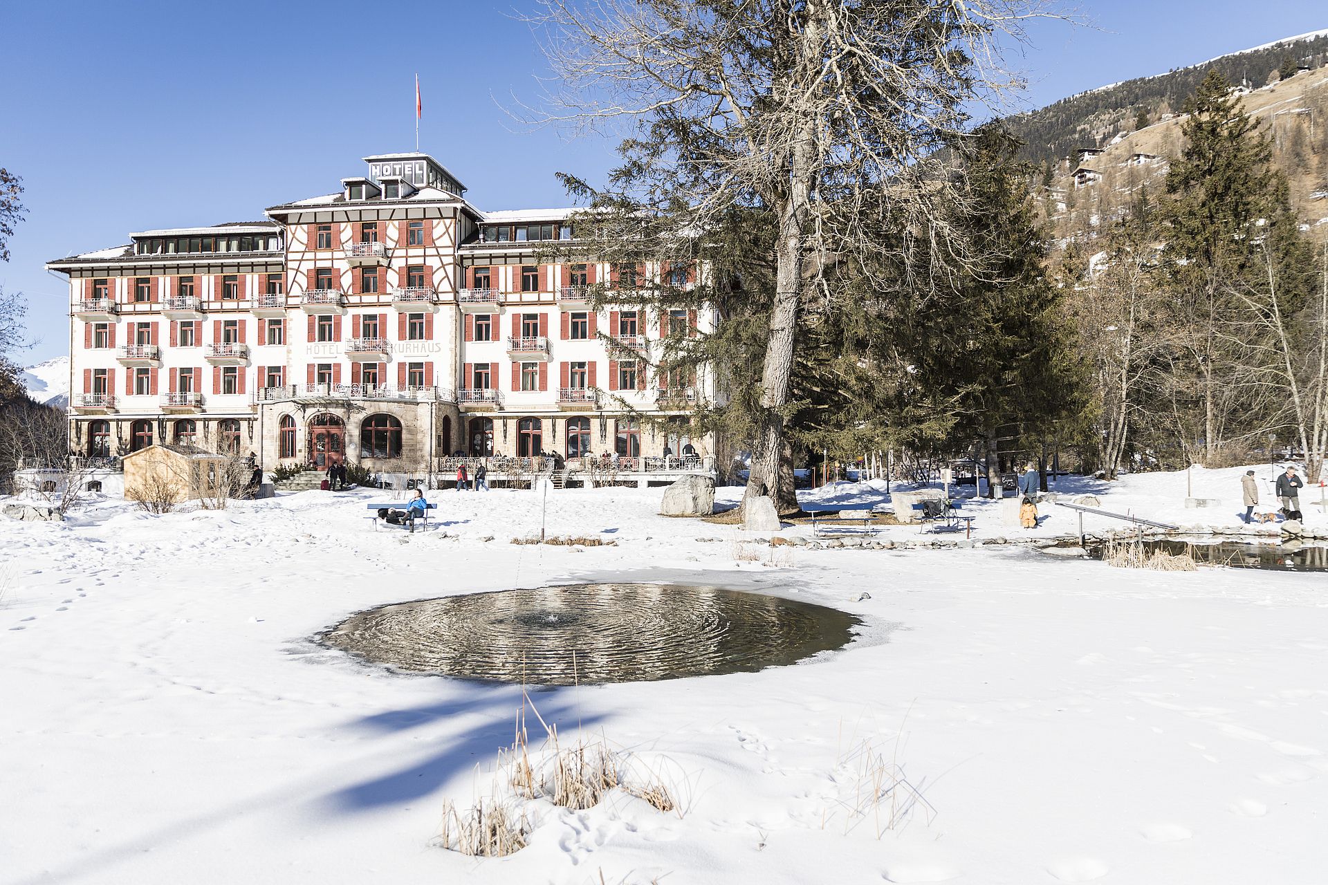 Het 'deftige' Kurhaus in Bergün blijkt een gezellif familiehotel te zijn