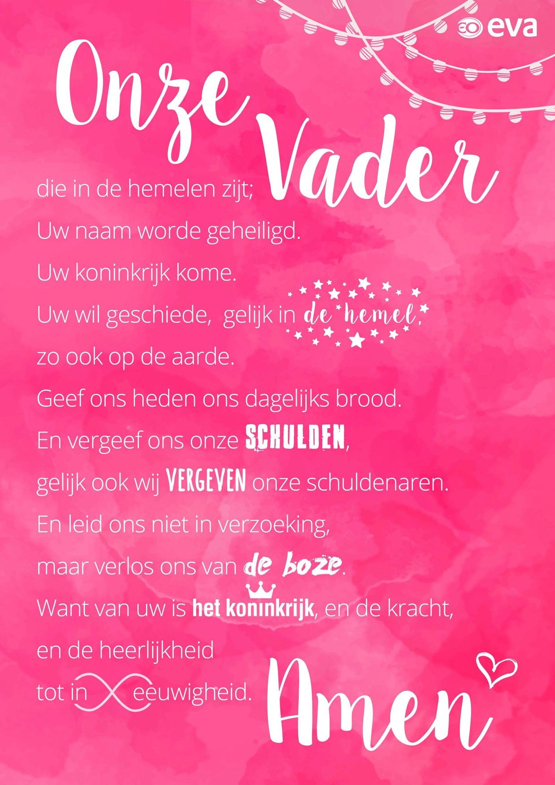 Onze Vader poster (roze)