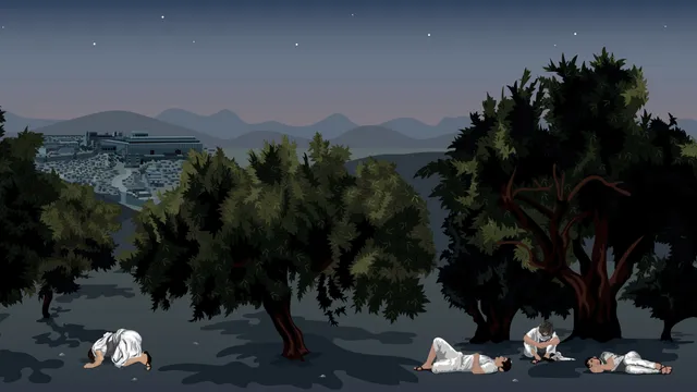 Slaap. Jezus treft zijn leerlingen slapend aan.