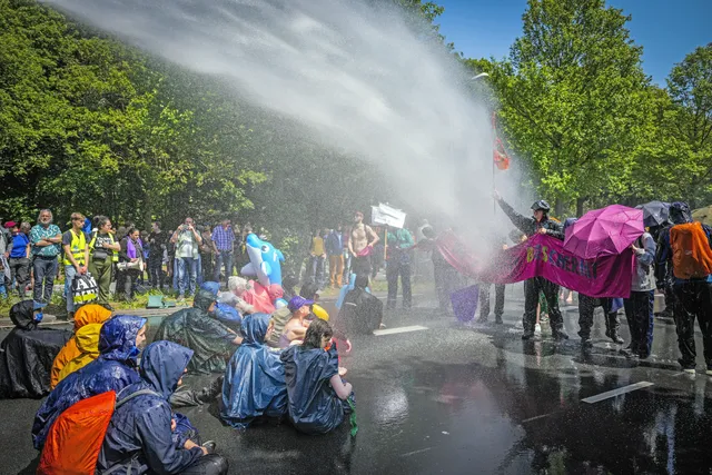 Klimaatdemonstratie met water.