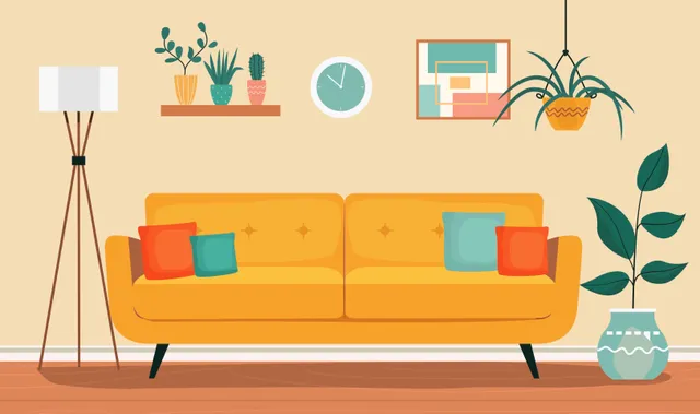 Lege bank, sofa, huiskamer.