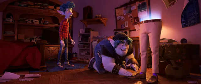 PURPLE SOCKS -- In Disney and Pixar’s “Onward,” brothers Ian and Barley use a spell gifted to them on Ian’s 16th birthday to magically conjure their dad—half of him, anyway—right down to his signature purple socks. Featuring the voices of Tom Holland and Chris Pratt as Ian and Barley, “Onward” opens in U.S. theaters on March 6, 2020. © 2019 Disney/Pixar. All Rights Reserved.
